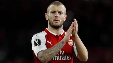 Jack Wilshere applauds Arsenal fans.   